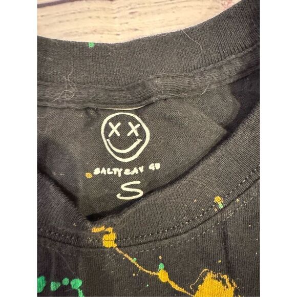 Salty Savage Unisex Colorful Paint Splatter Smiley Short Sleeve T-Shirt Small - Picture 3 of 4